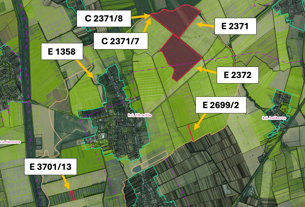 Trhovište – 11.445 m2 POZEMKY v pozemkových úpravách - 2