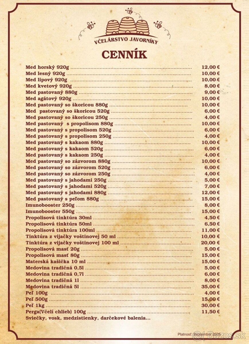 Včelí med a medové výrobky - 2