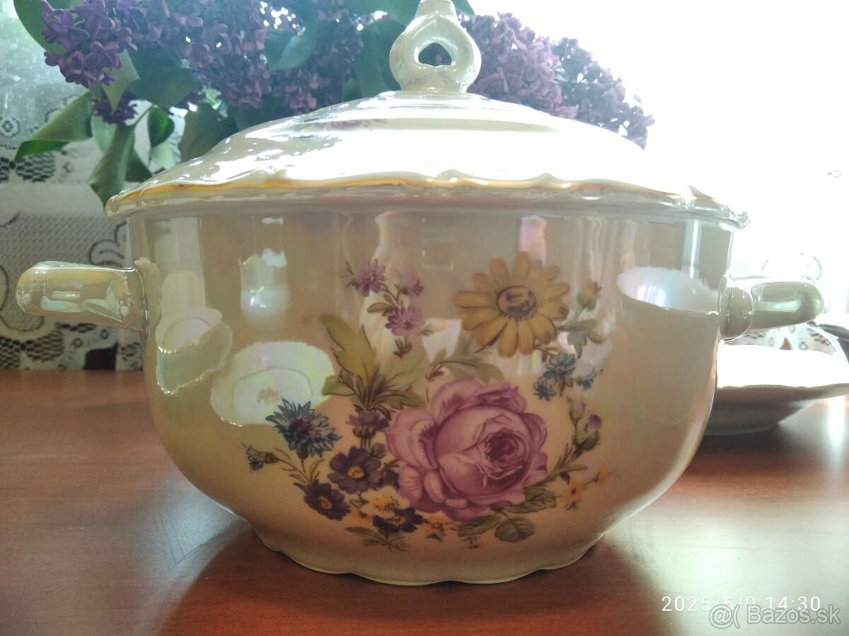 Obedová perleťova porcelánová sada - 2