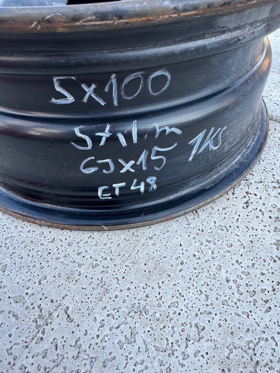 5x100 R15 6j plechový disk 1ks - 2