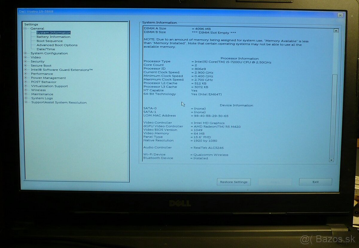 Predám diely z rôznych notebookov - 2