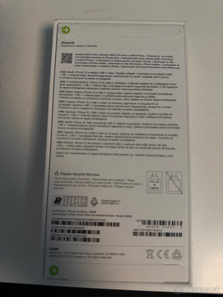 Apple iPhone 15 128GB black nový - 2