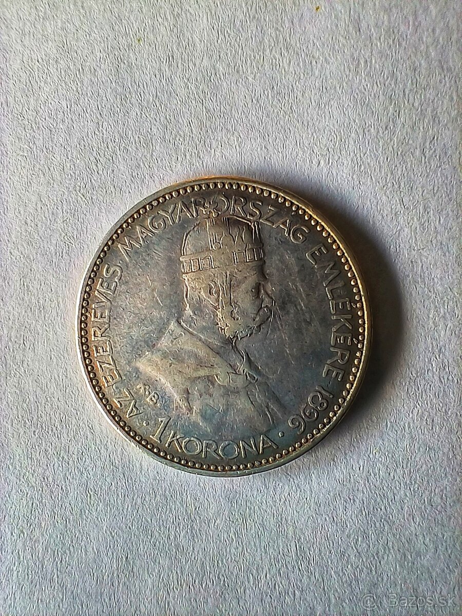 Strieborná minca 1 koruna 1896 KB Rakusko-Uhorsko - 2
