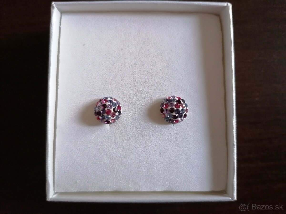 Strieborné náušnice s Crystals from Swaro - 2