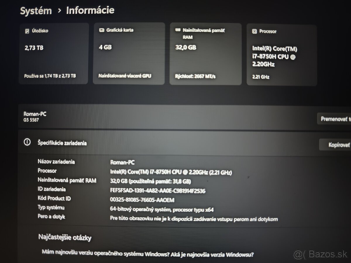Herný notebook Dell G5 5578 32 GB/3 TB - 2
