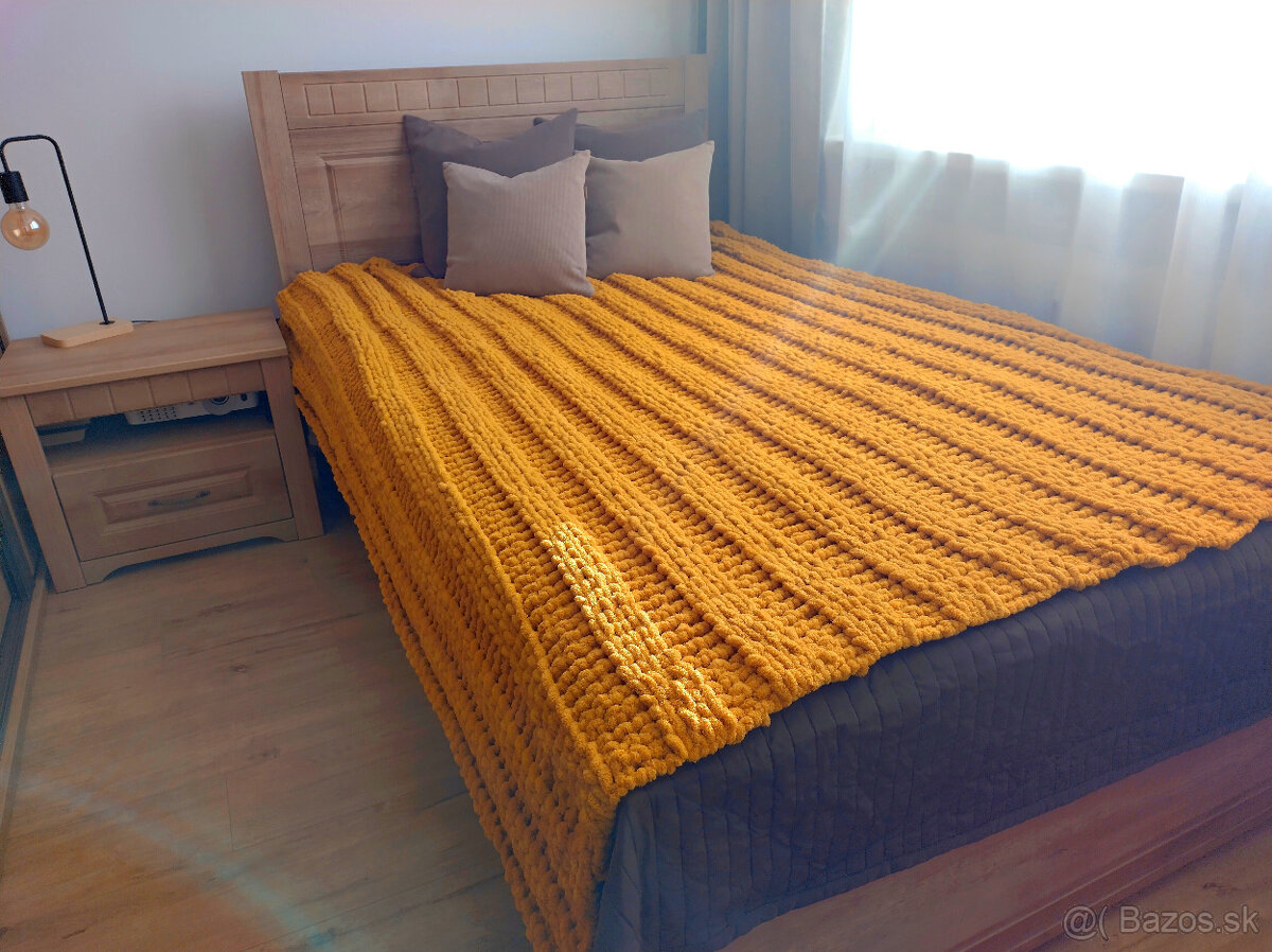 XXL slnečnica pletená puffy deka 160/200 - 2