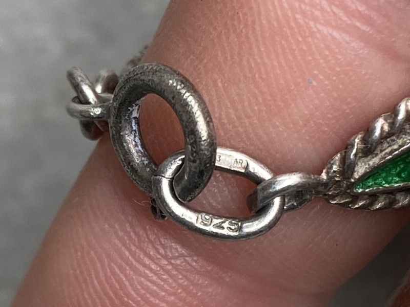 Strieborný náramok so zelenými kameňmi ,ag 925 - 2