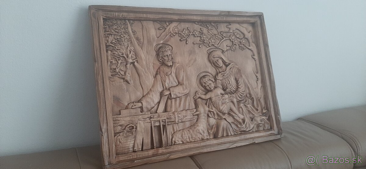 Drevený obraz Svätá rodina-š-62cm,v-47cm,hr.4cm - 2