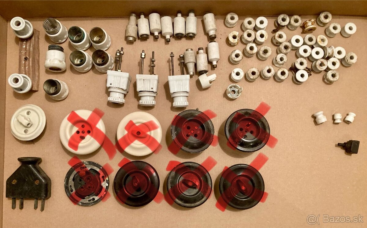 Retro vypinace, porcelanove poistky, kablove izolatory - 2