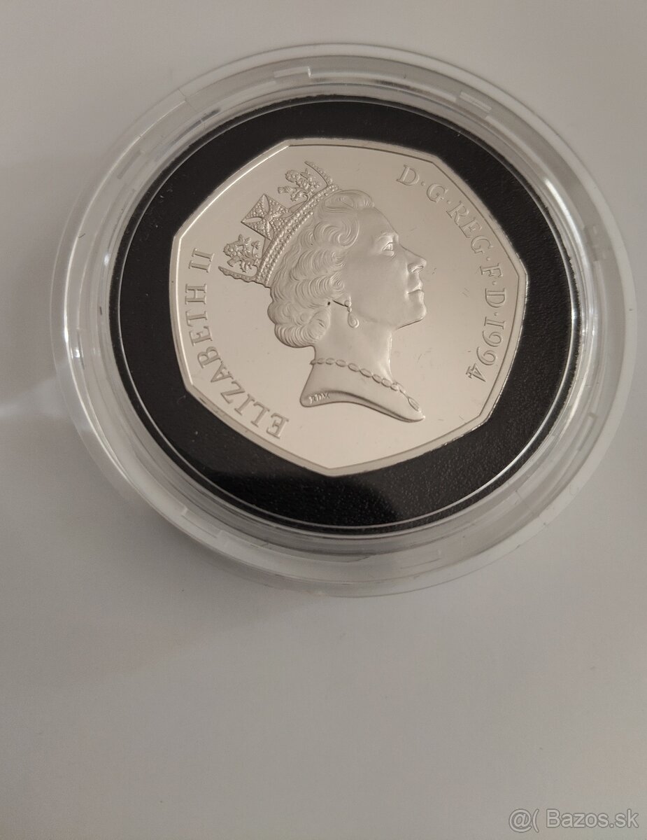 50 pence strieborná minca - 2