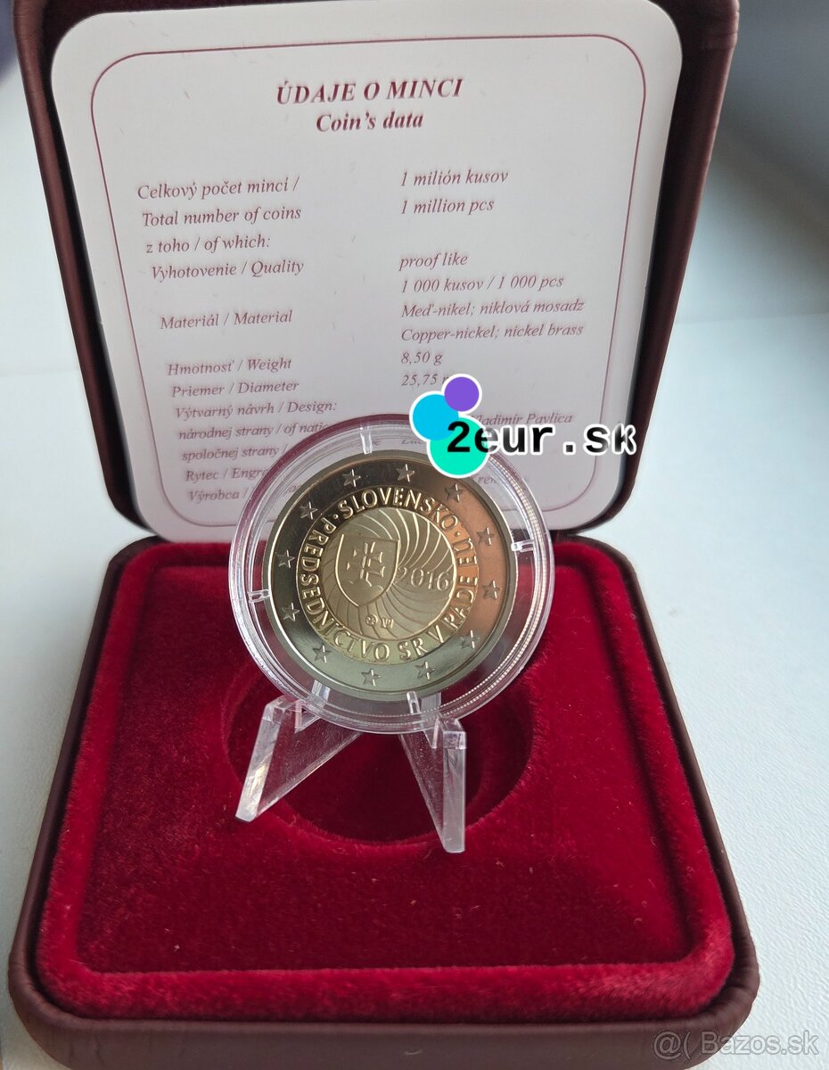 2€ euro Slovensko 2016 - PREDSEDNÍCTVO - proof - 2