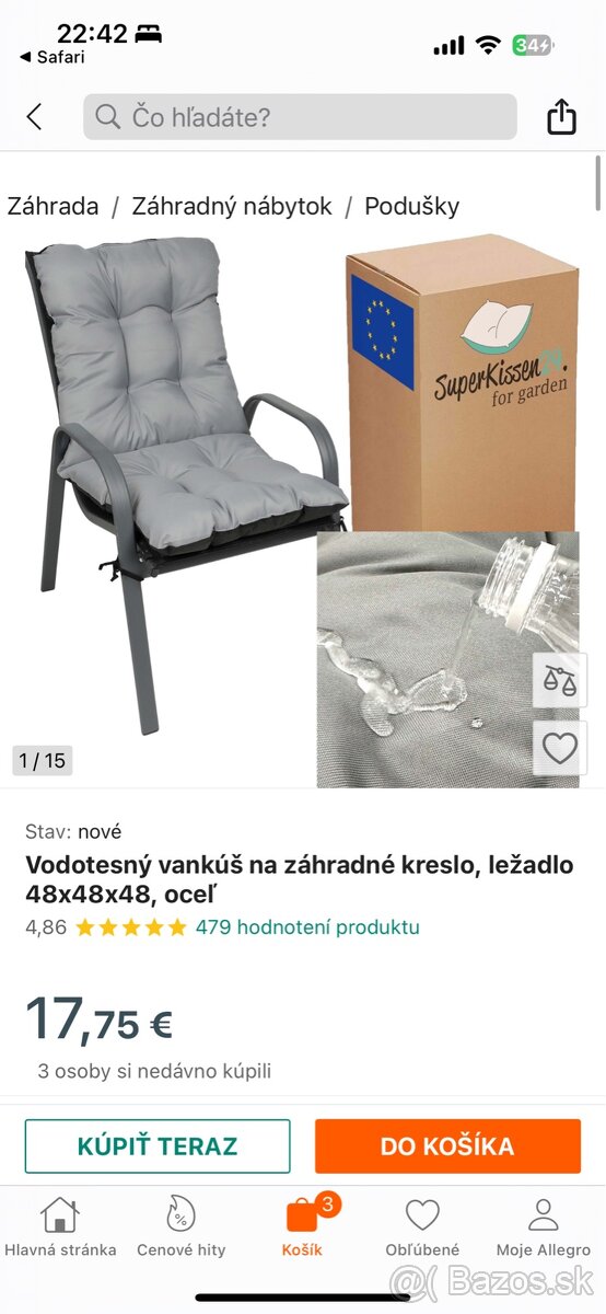 Balkónových set stoličky a stolík plus vankúš - 2