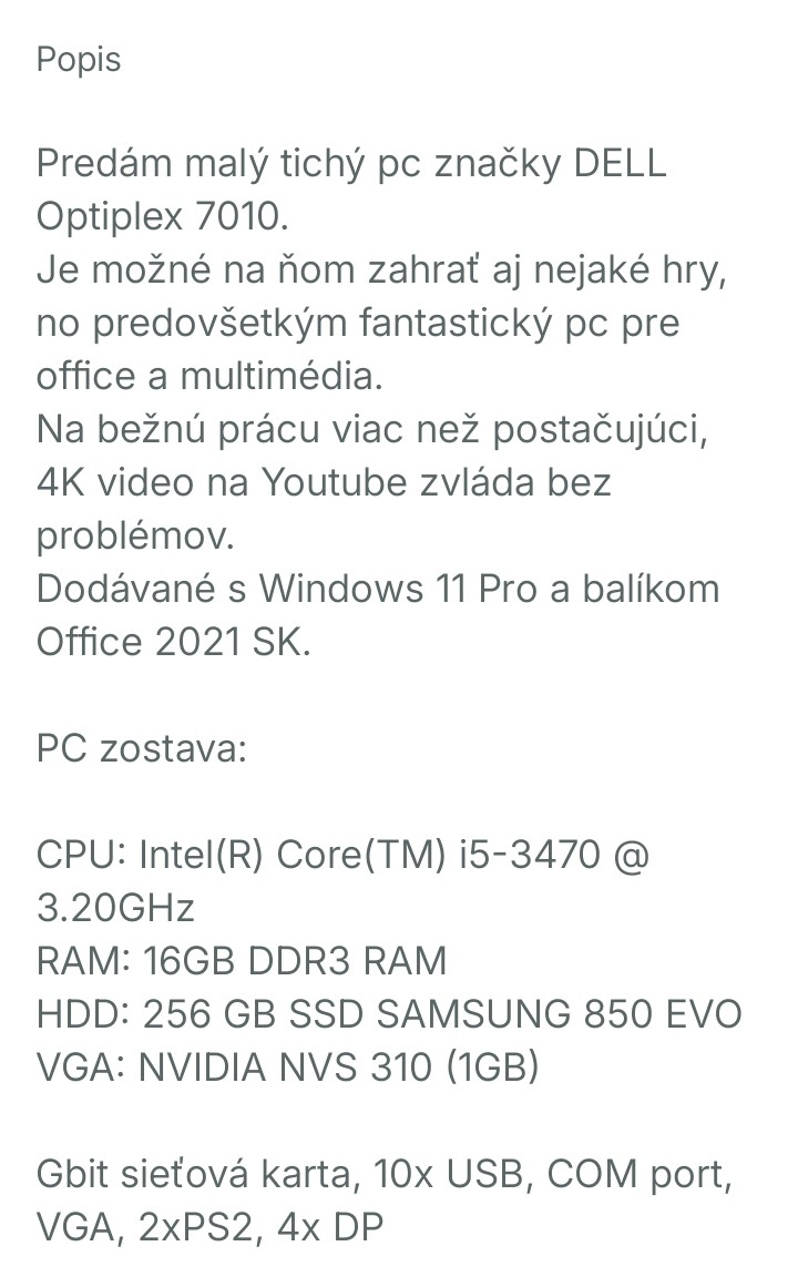 PC zostava Dell Optilex 7010 SFF - 2