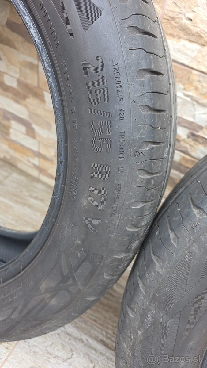 Predám 2xletné pneu 215/55r17 Continental - - 2