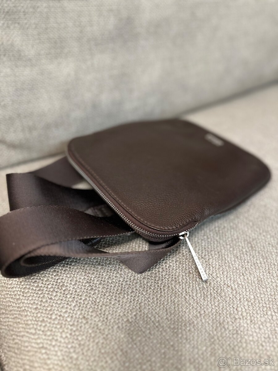 Panska taška Hugo Boss kožená hnedá farba - 2