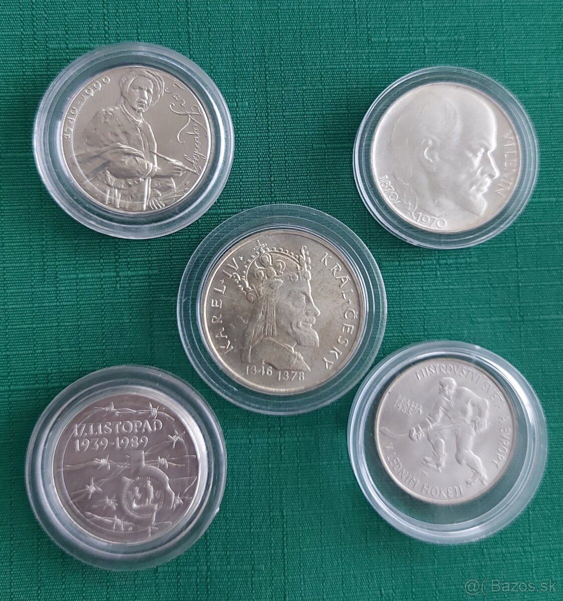 Strieborné pamätné mince ČSR, 1970, 1978, 1985, 1989, 1990 - - 2