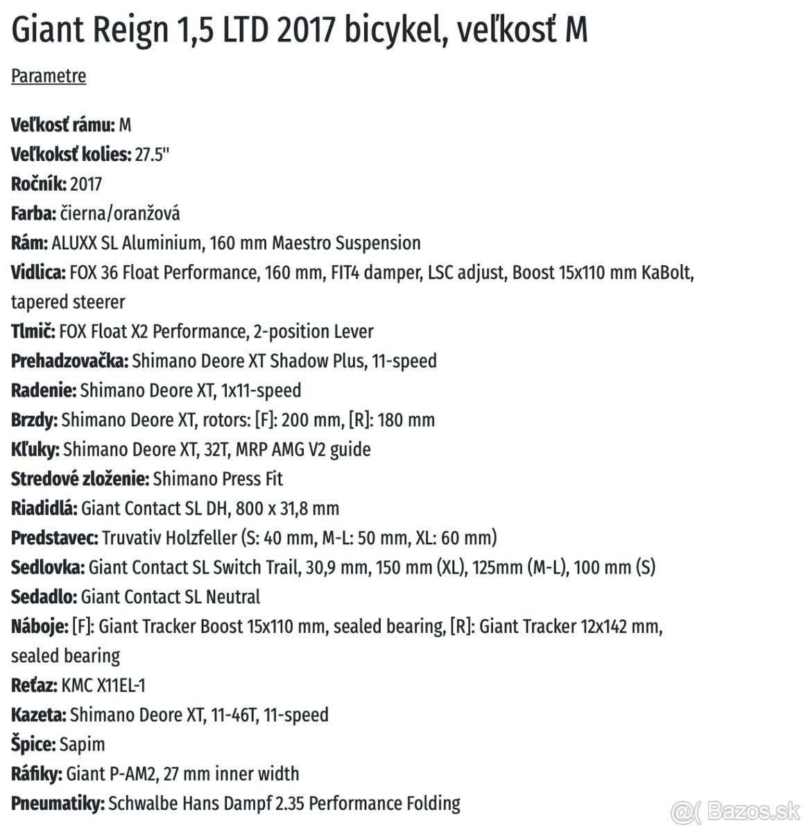 Giant Reign 1.5 LTD 2017 - M - 2