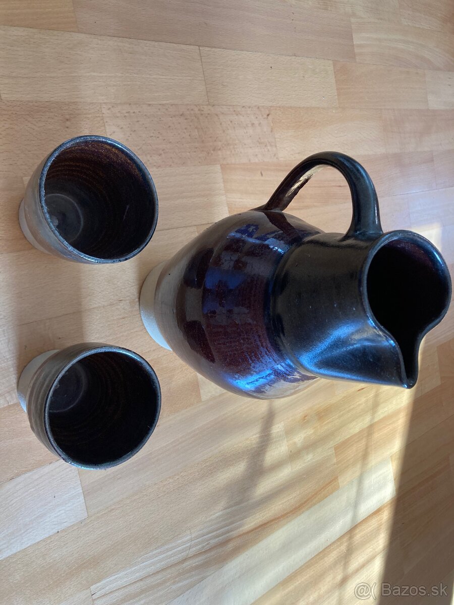 Predám keramický džbán + 2 poháre - 2