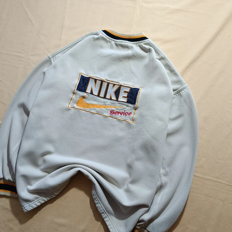 Vintage 90s NIKE Service béžová mikina bez kapucne XL - 2