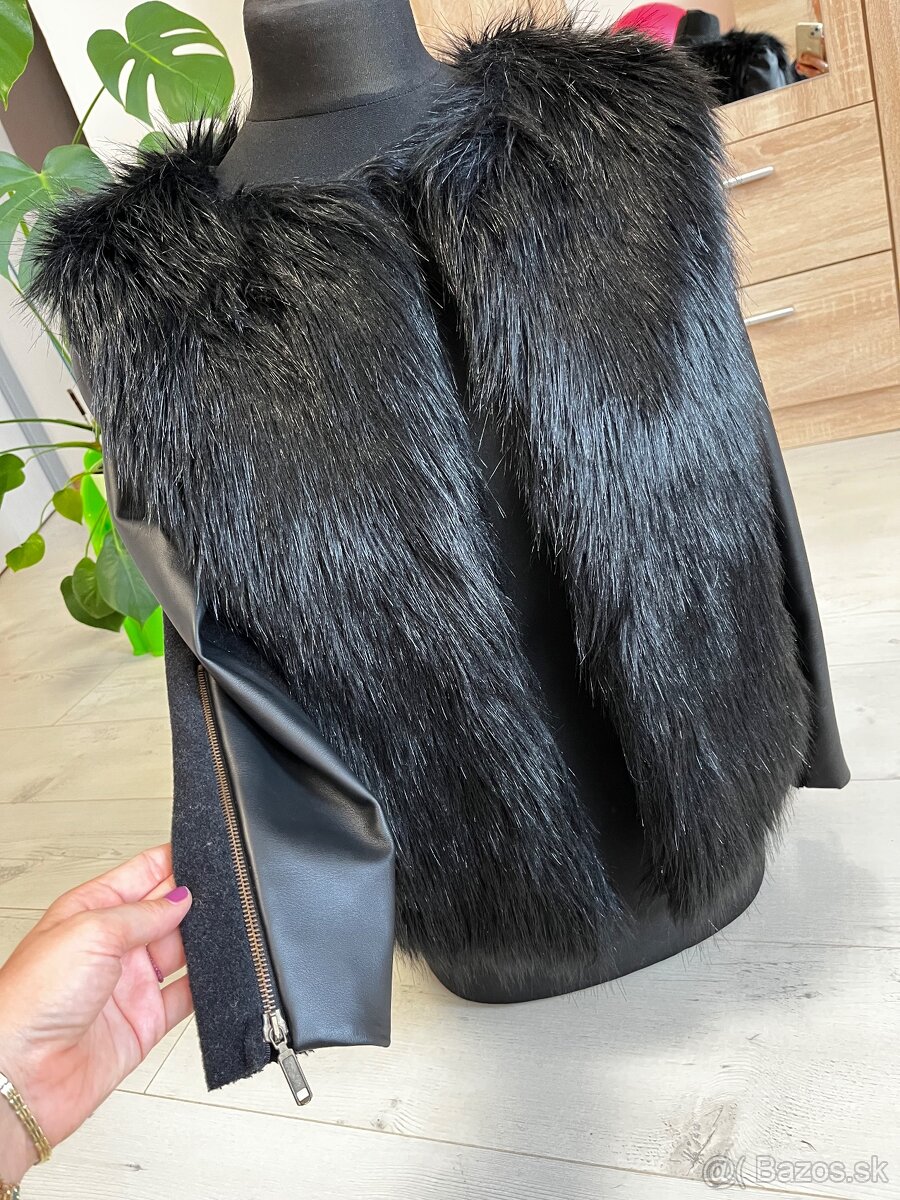 Nádherný dámsky kabatik - rukávy z pravej kože - 2