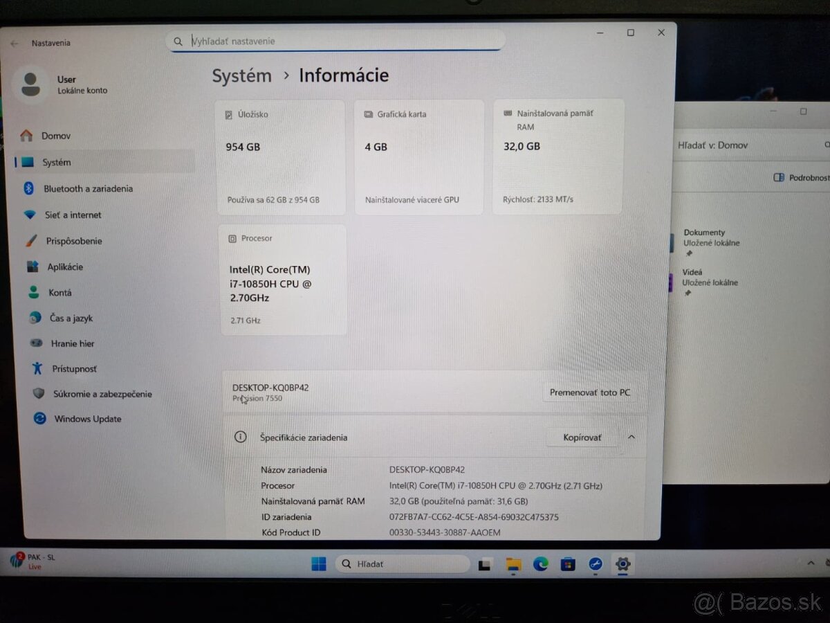 💻 Dell Precision 7550 – i7 10gen / 32 GB RAM / 1 TB SSD - 2