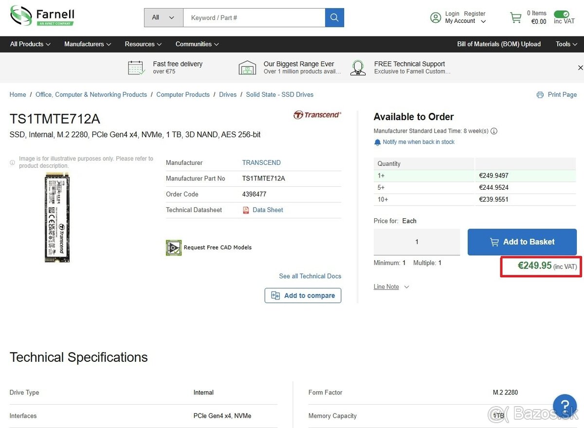 2TB / 1TB / 512GB Transcend MTE712A Industrial - 4 000TBW - 2