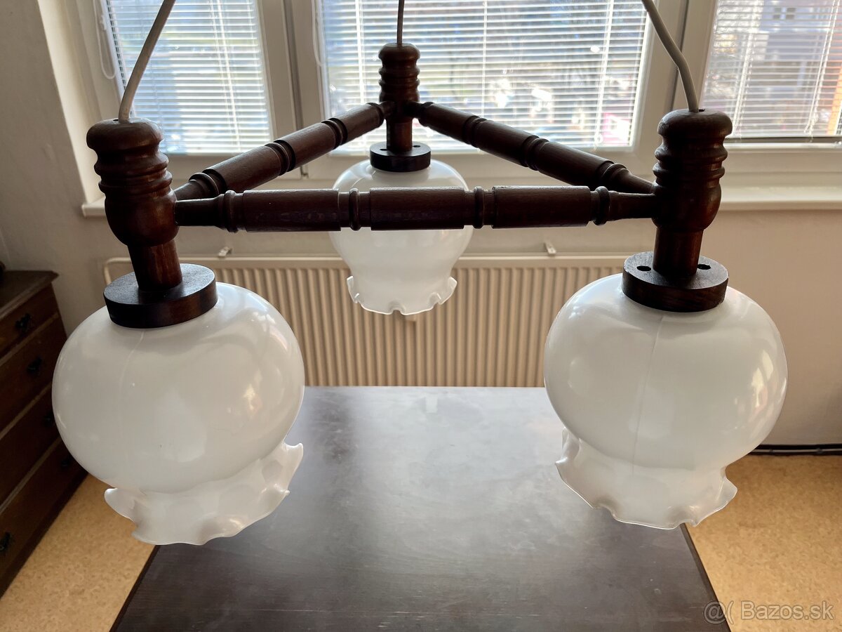 Drevený trojramenný luster - 2