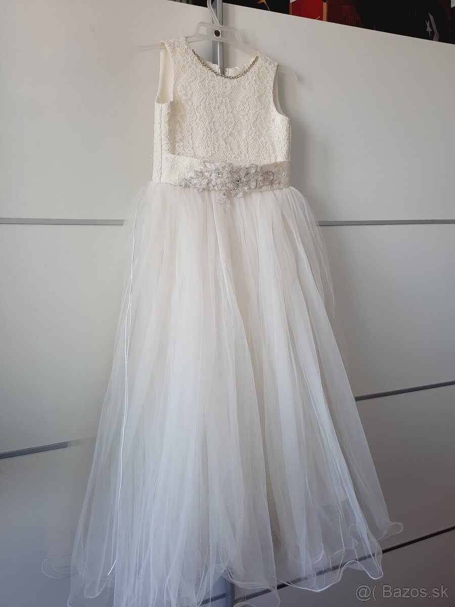 Dievčenské šaty veľ.140-146, kremové - 2