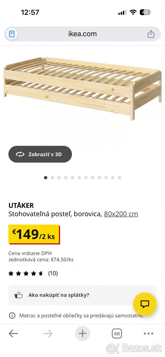 IKEA UTÅKER posteľ s 2 matracmi - 2