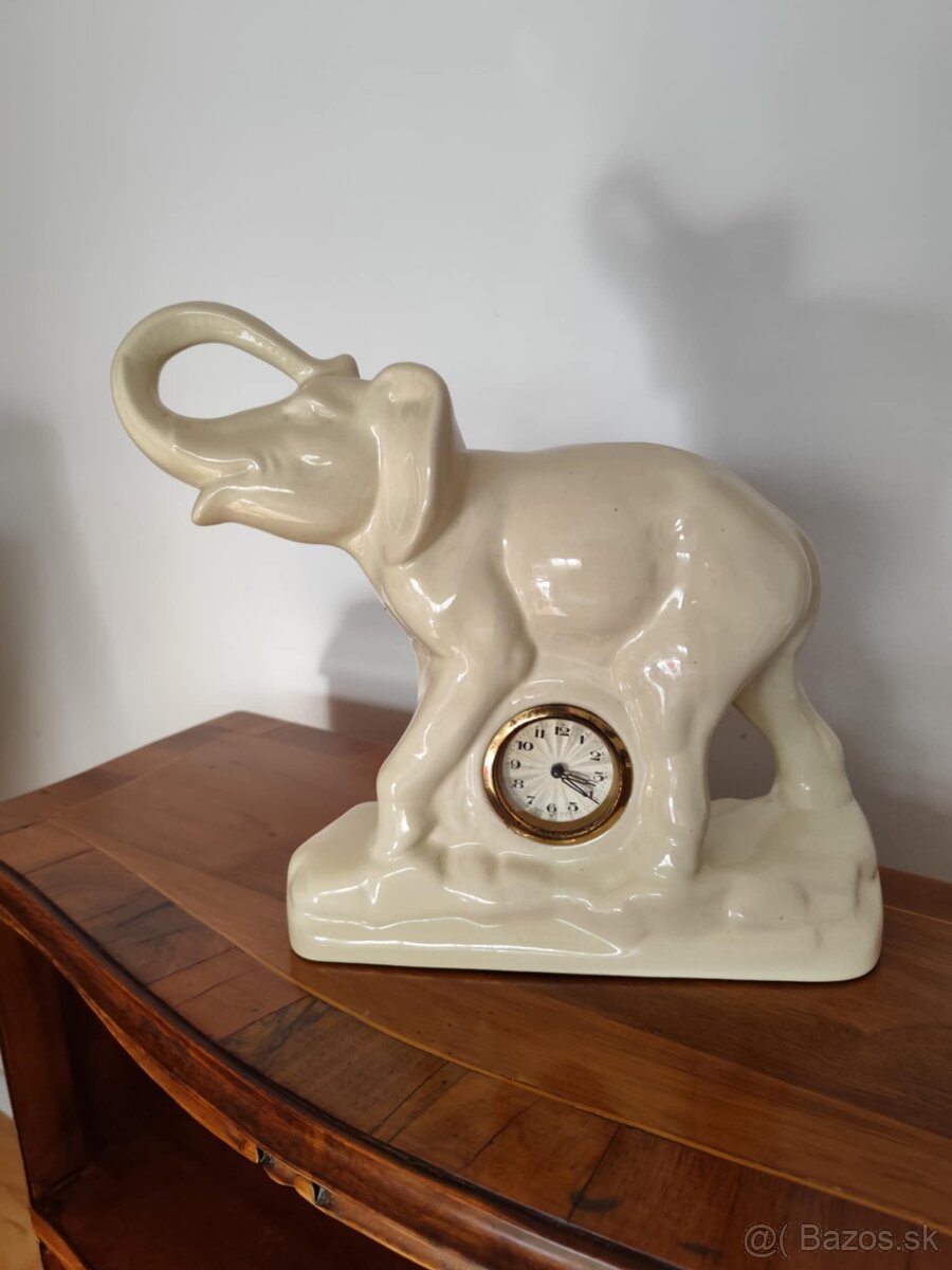 Hodiny - keramický slon - 2