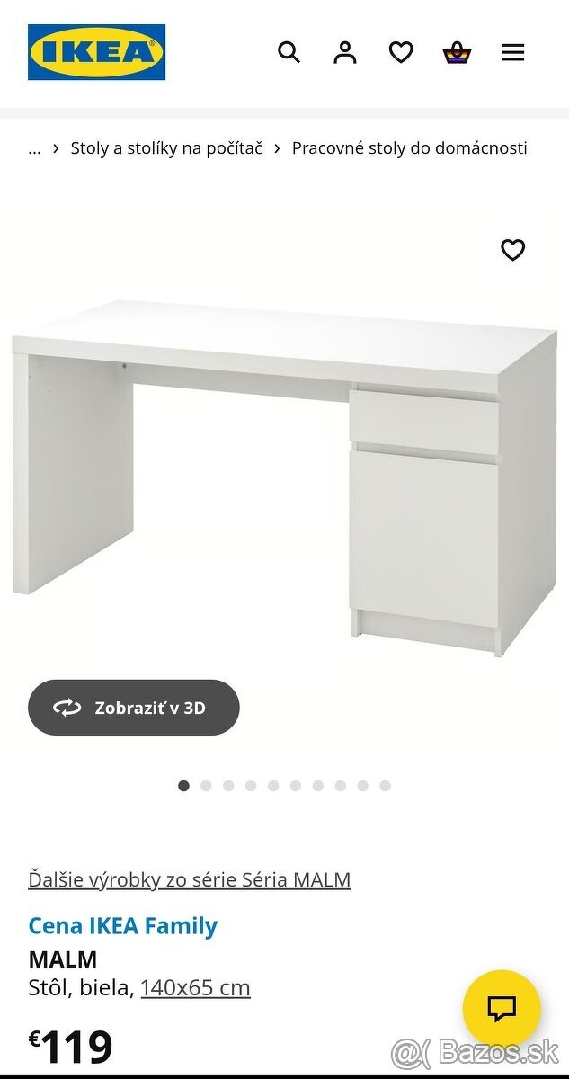 písací stôl biely malm IKEA - 2