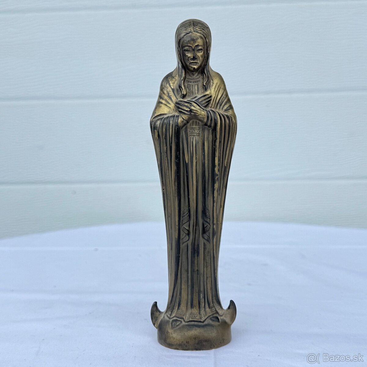 Stará kovová soška Panna Marie v barvě starého zlata - 2