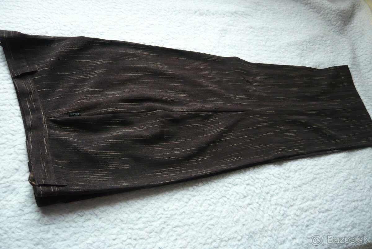 hnedé dámske nohavice , široký strih - 2