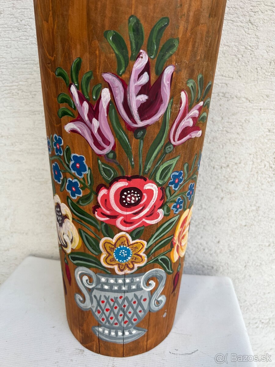 Drevene rucne malovane vedro nadoba - 2