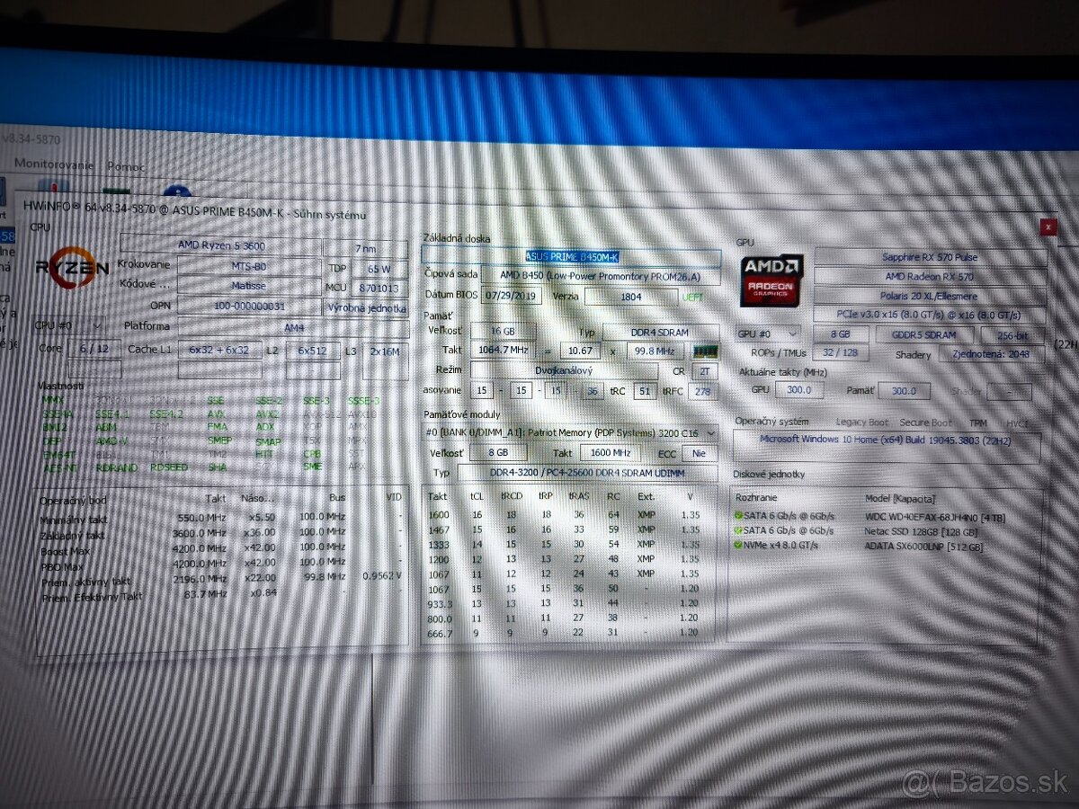 Predám počítač Ryzen 5 3600, 16GB RAM, 8Gb GPU RX570 8GB - 2