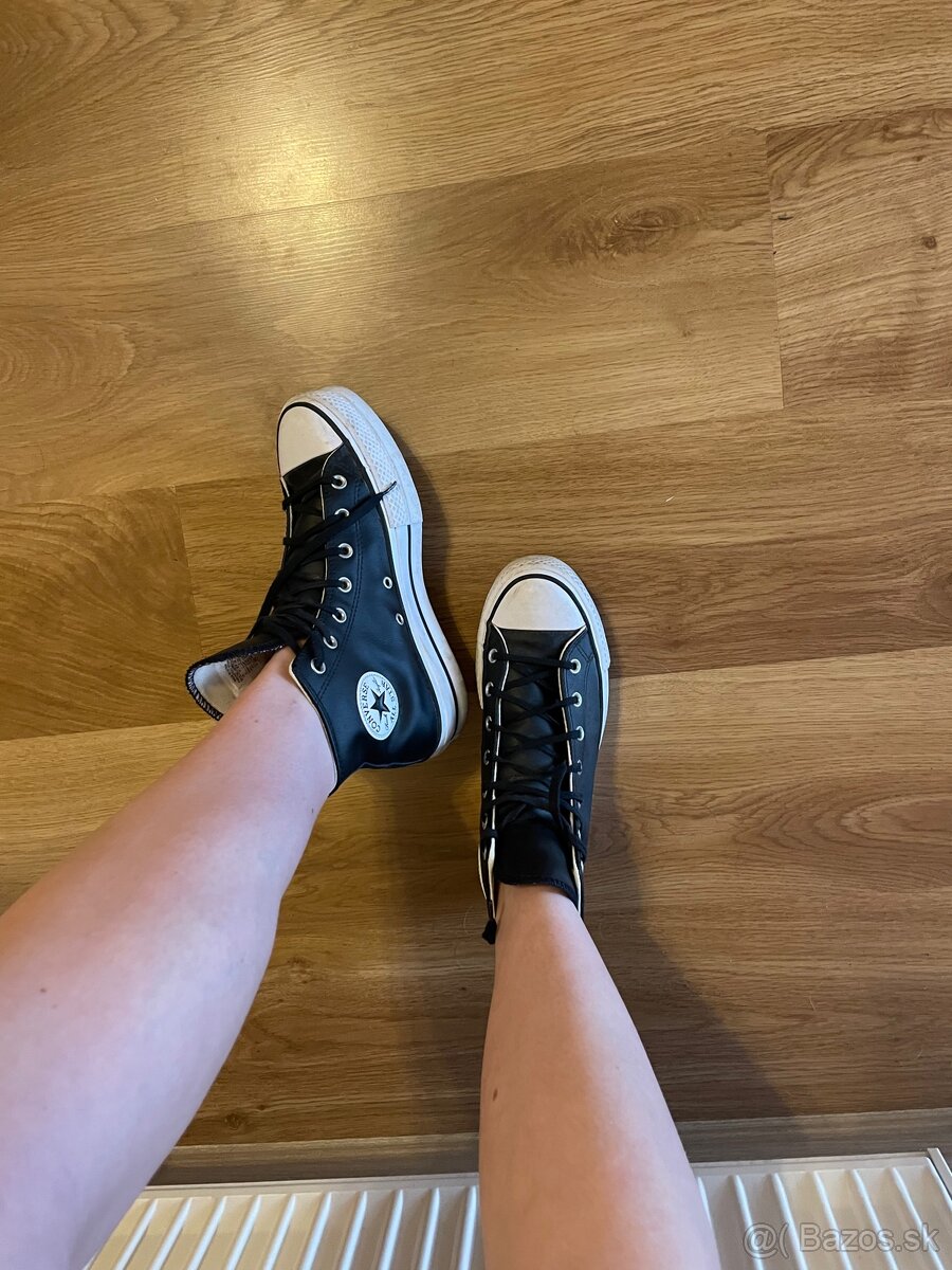 Converse All Star - čierne, vysoké, kožené - 2