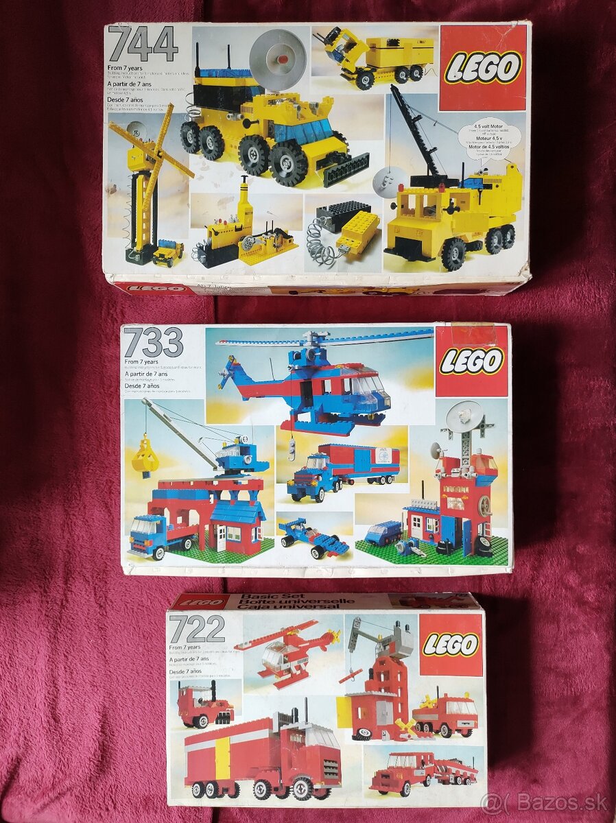 3x LEGO BASIC - 722 733 744 - LEN KRABICE - 2