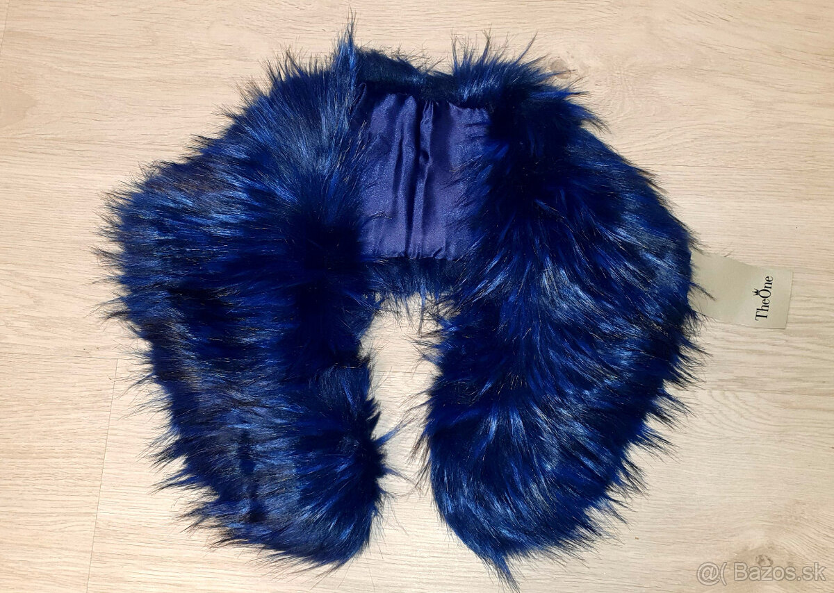 Modrý prskaný kožušinový golier - NOVÝ - 2