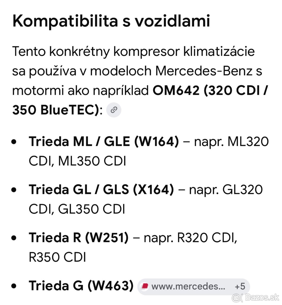 Mercedes A0022305811 kompresor klímy w164/a iné - 2