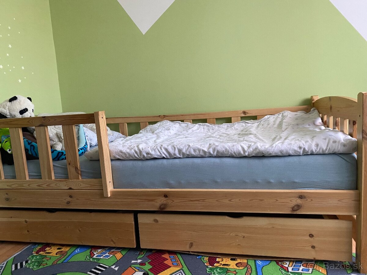 Posteľ 90x200, rošt, šufle na kolieskach - 2