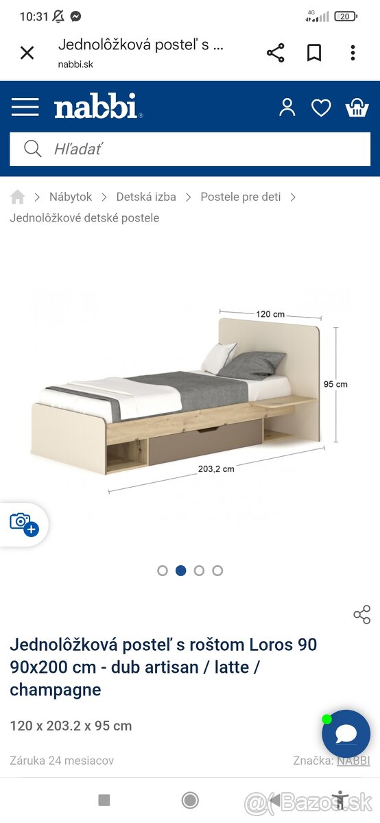 Komoda+posteľ s matracom+písací stolík - 2