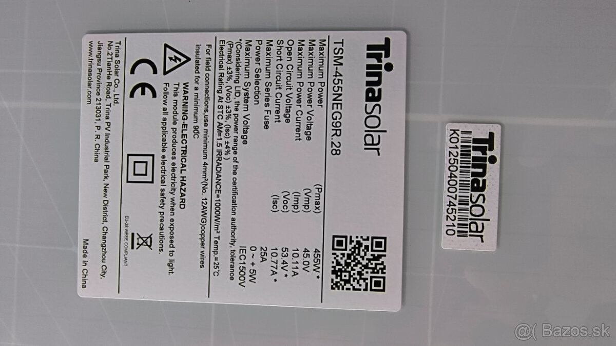 predám fotovoltaický panel 455W, Trina VertexS+ - 2