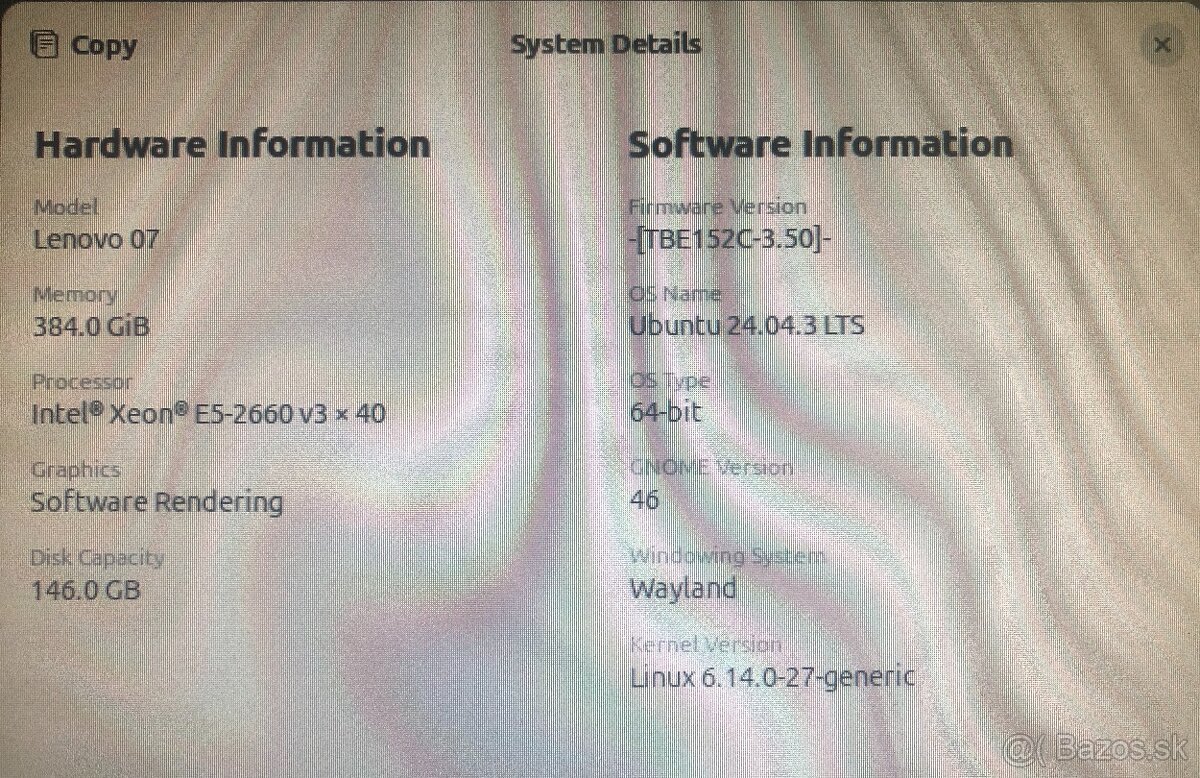 Server Lenovo System x3550 M5, 40 CPU, 384 GB RAM - 2