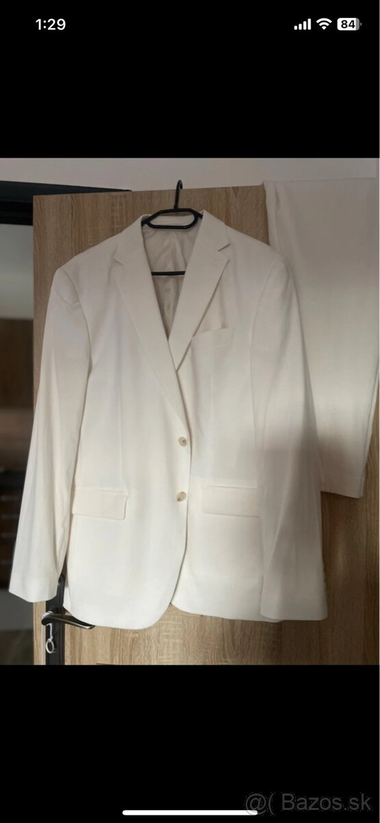Pánsky svadobný oblek, krémová biela - 2