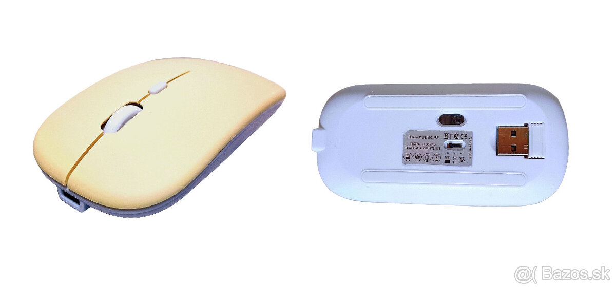 Bezdrôtová nabíjateľná bluetooth myš - žltá - 2