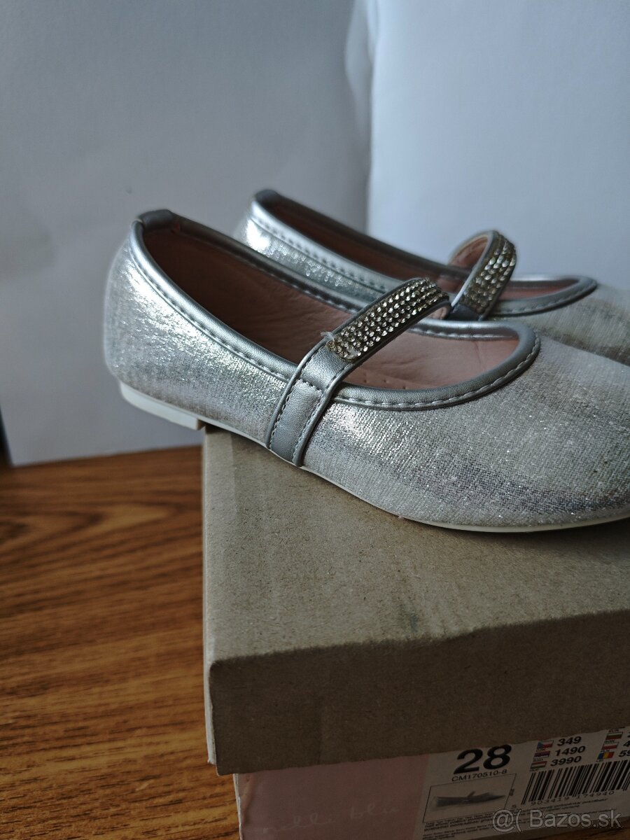 Predám detské balerínky dievčenské strieborné - 2