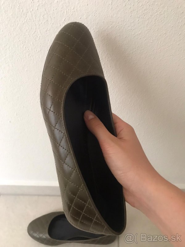 WOJAS balerínky pravá koža (farba kaki zelená) č. 39 - 2