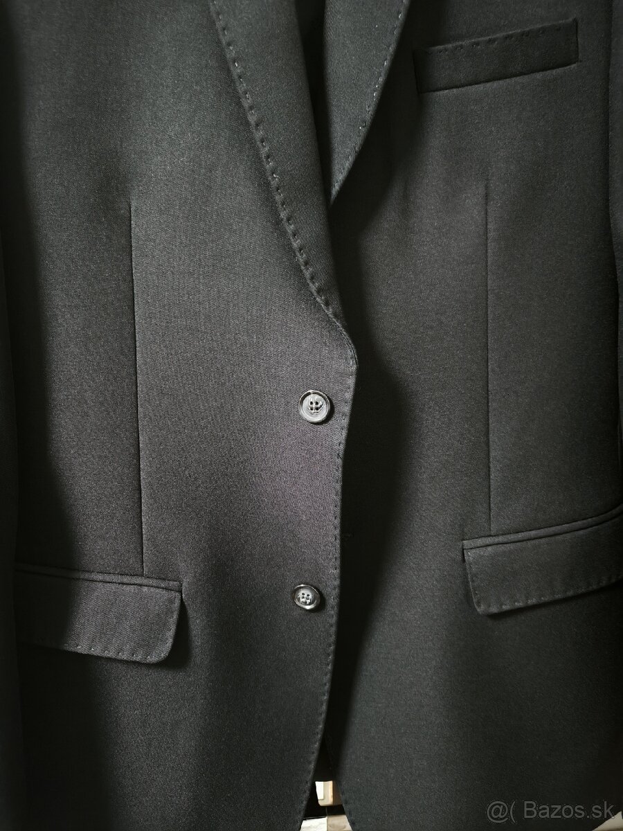Pánsky čierny oblek č.50 + kabát - 2