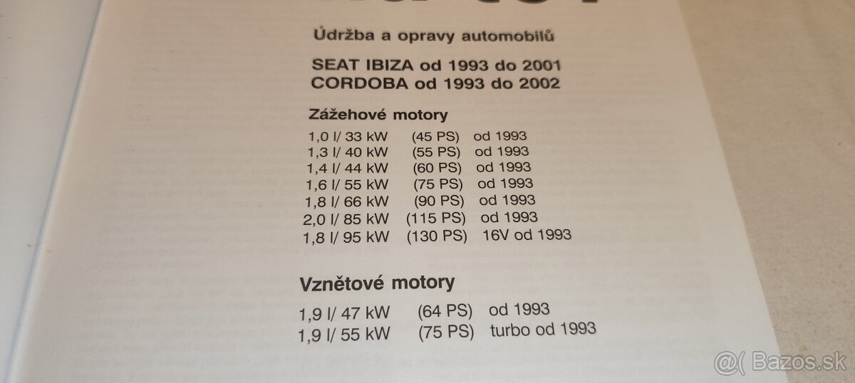 SEAT Ibiza Cordoba - příručka na opravy a údržbu - manuál - 2