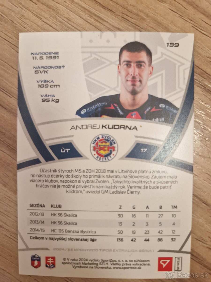 Andrej Kudrna hokejova kartička - 2